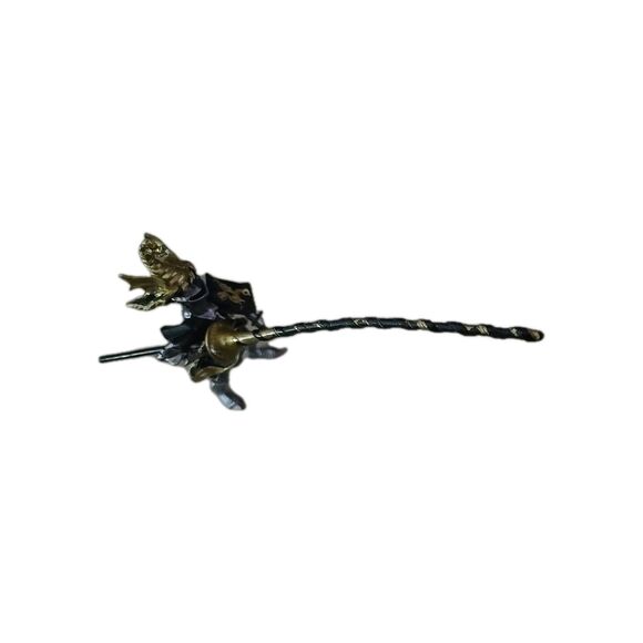 PLASTOY BLACK & GOLD DRAGON MEDIEVAL KNIGHT JOUSTING LANCE FANTASY FIGURE - Picture 1 of 6